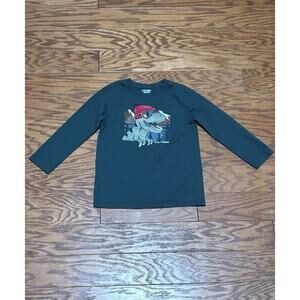 Garanimals Toddler Dark Green Winter Dinosaur T-Rex Long Sleeve T-Shirt, Size 4T